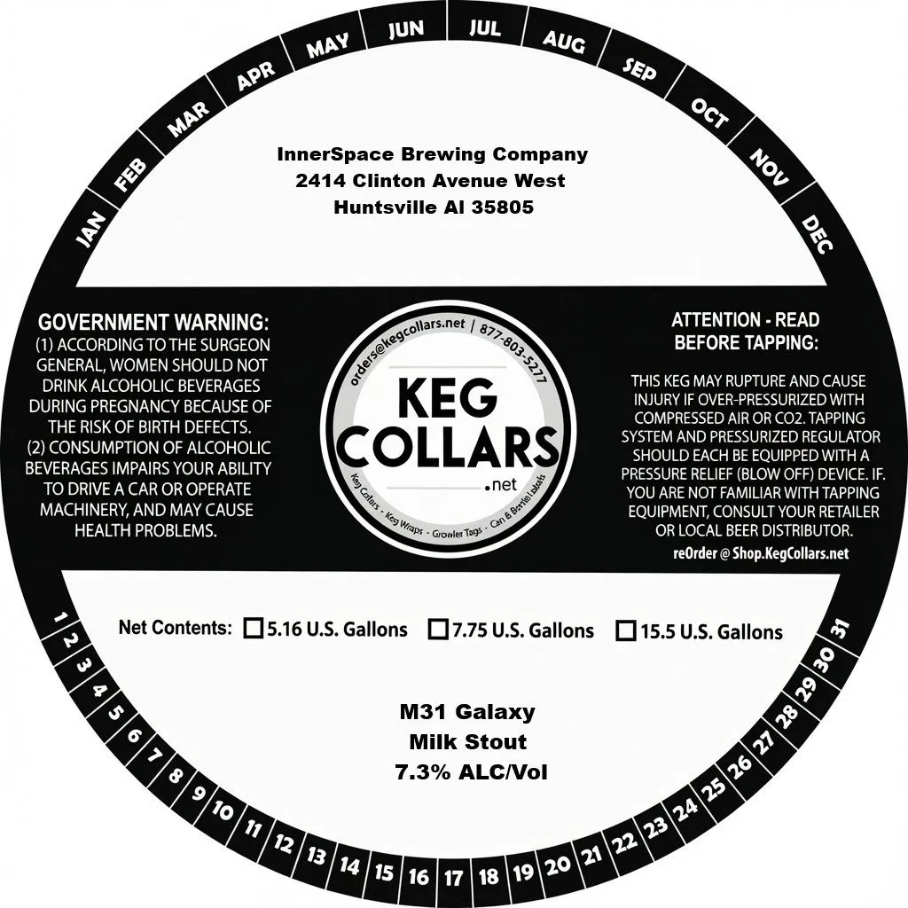 M31 Galaxy Milk Stout — full label as filed with TTB