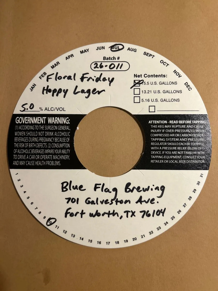 Floral Friday Hoppy Lager — full label as filed with TTB