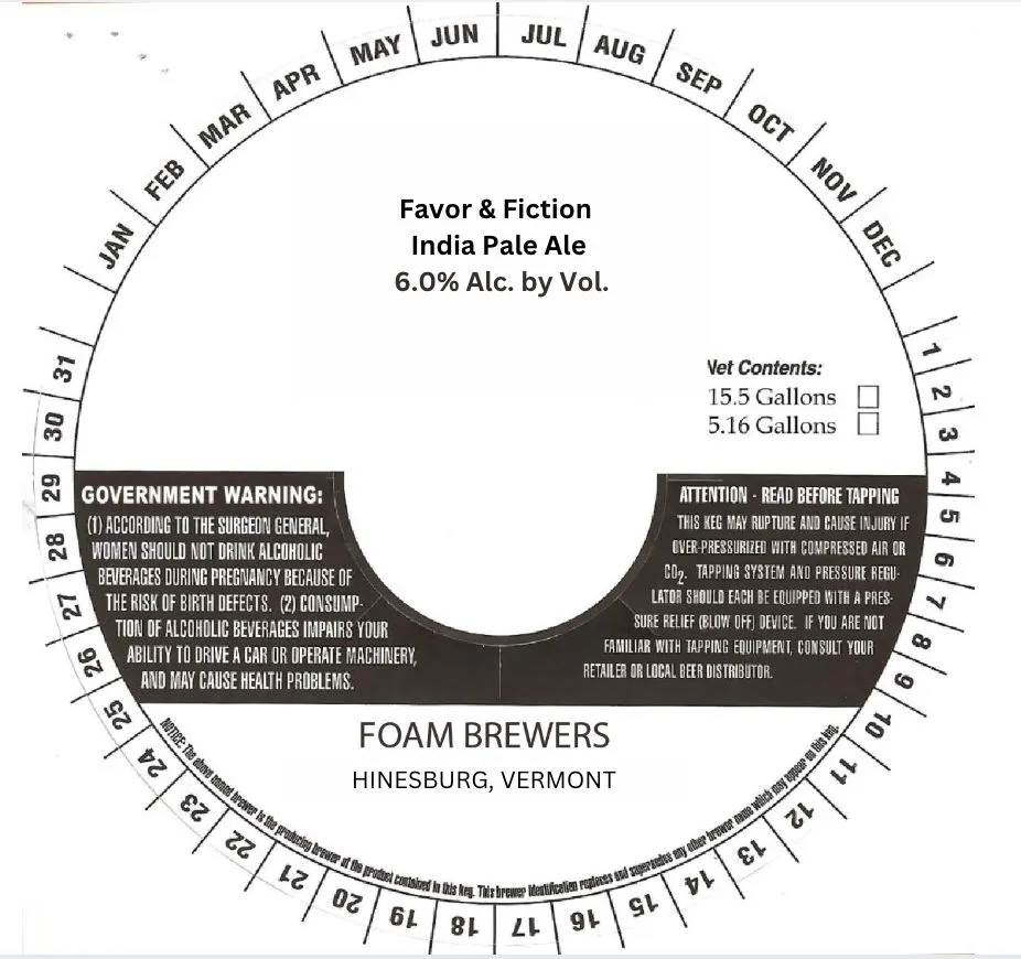 Favor & Fiction — full label as filed with TTB
