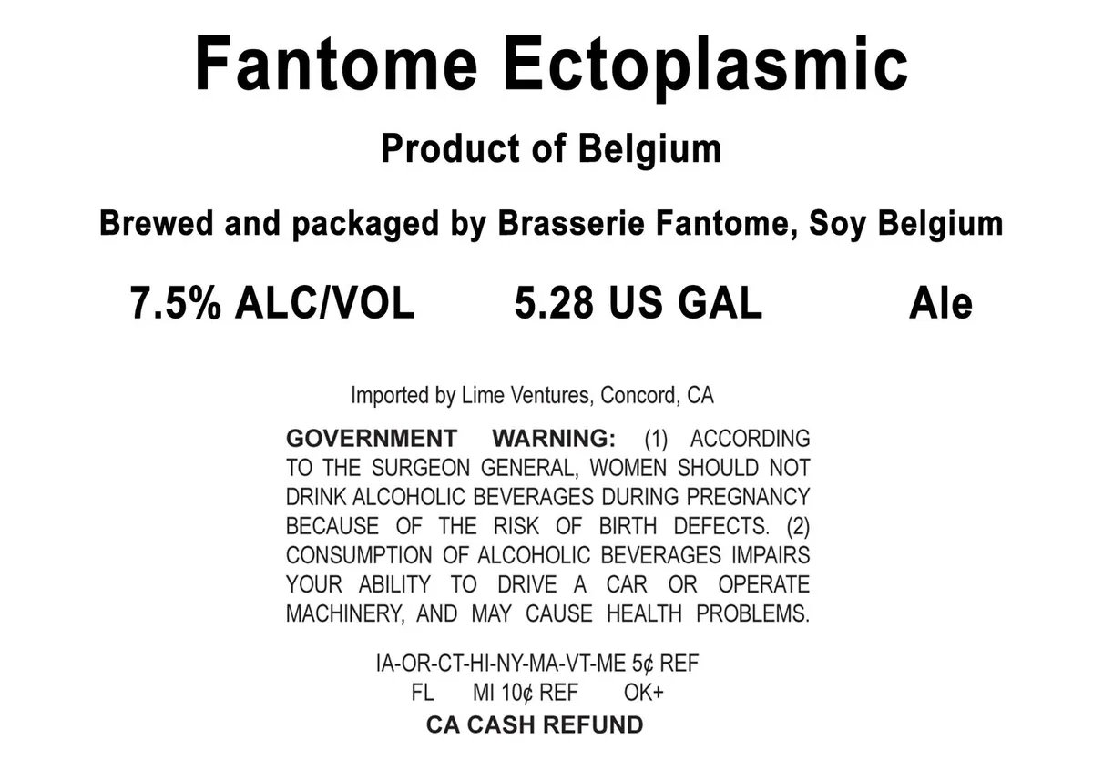 Fantome Ectoplasmic — full label as filed with TTB