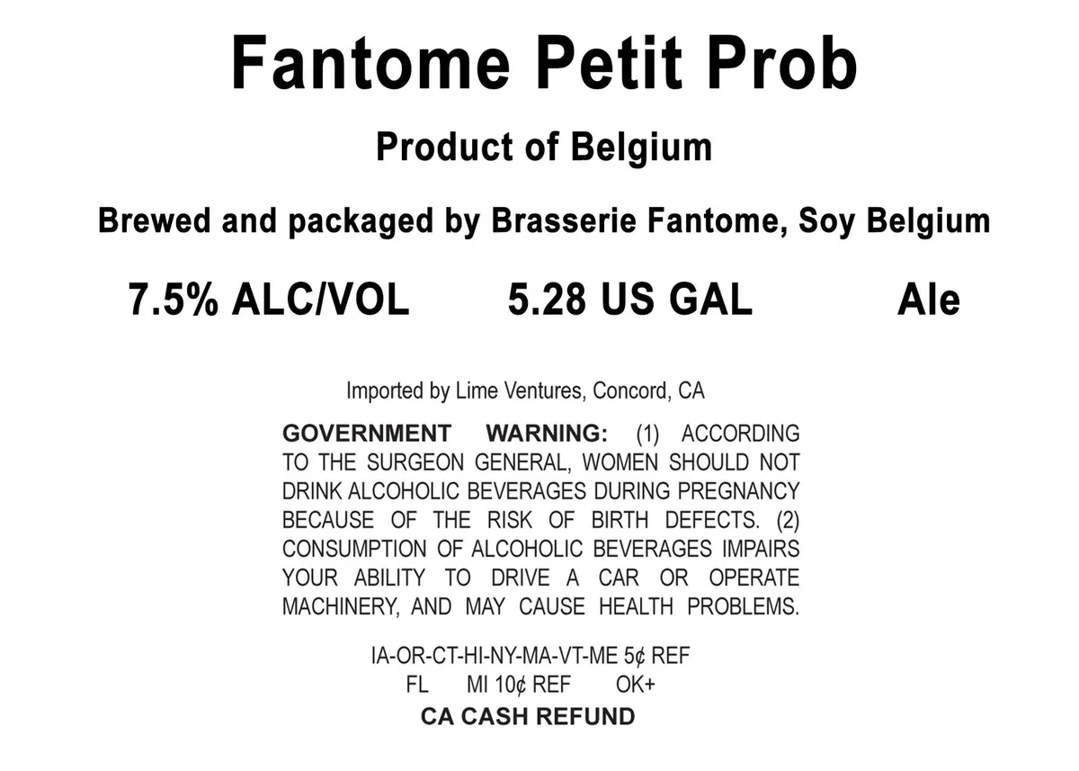 Petit Prob — full label as filed with TTB