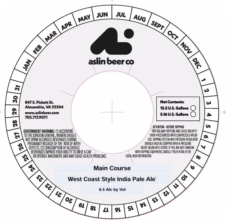 Main Course — full label as filed with TTB