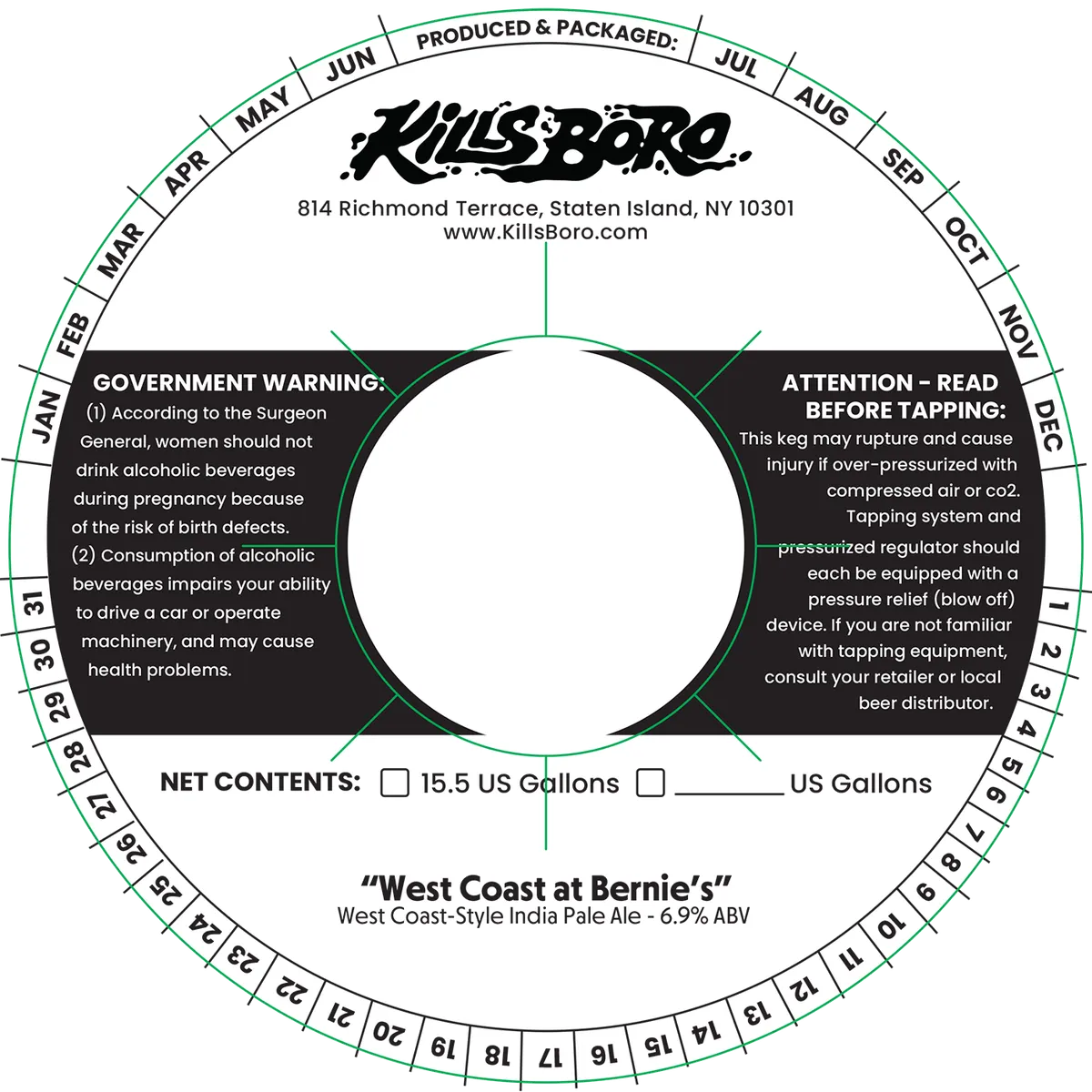 West Coast at Bernie's — full label as filed with TTB