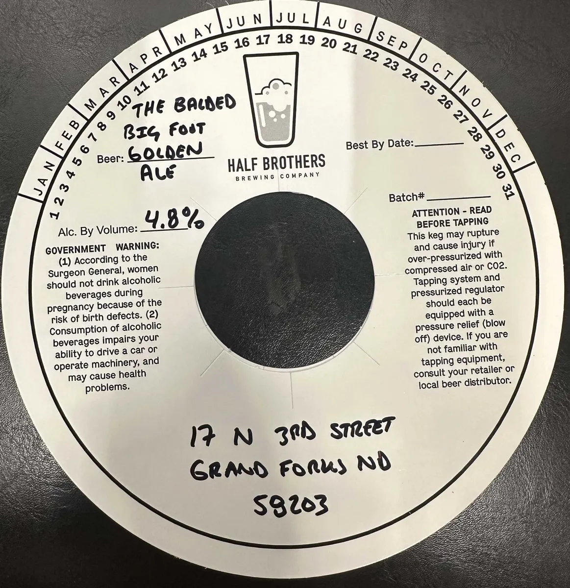 The Balded Big Foot Golden Ale — full label as filed with TTB