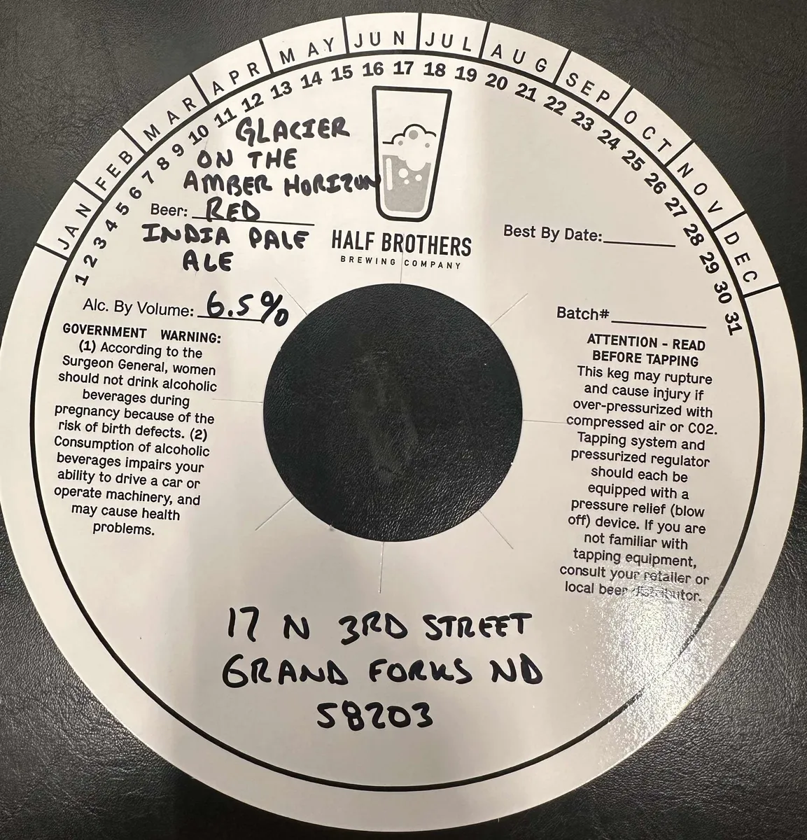 Glacier on the Amber Horizon Red India Pale Ale — full label as filed with TTB