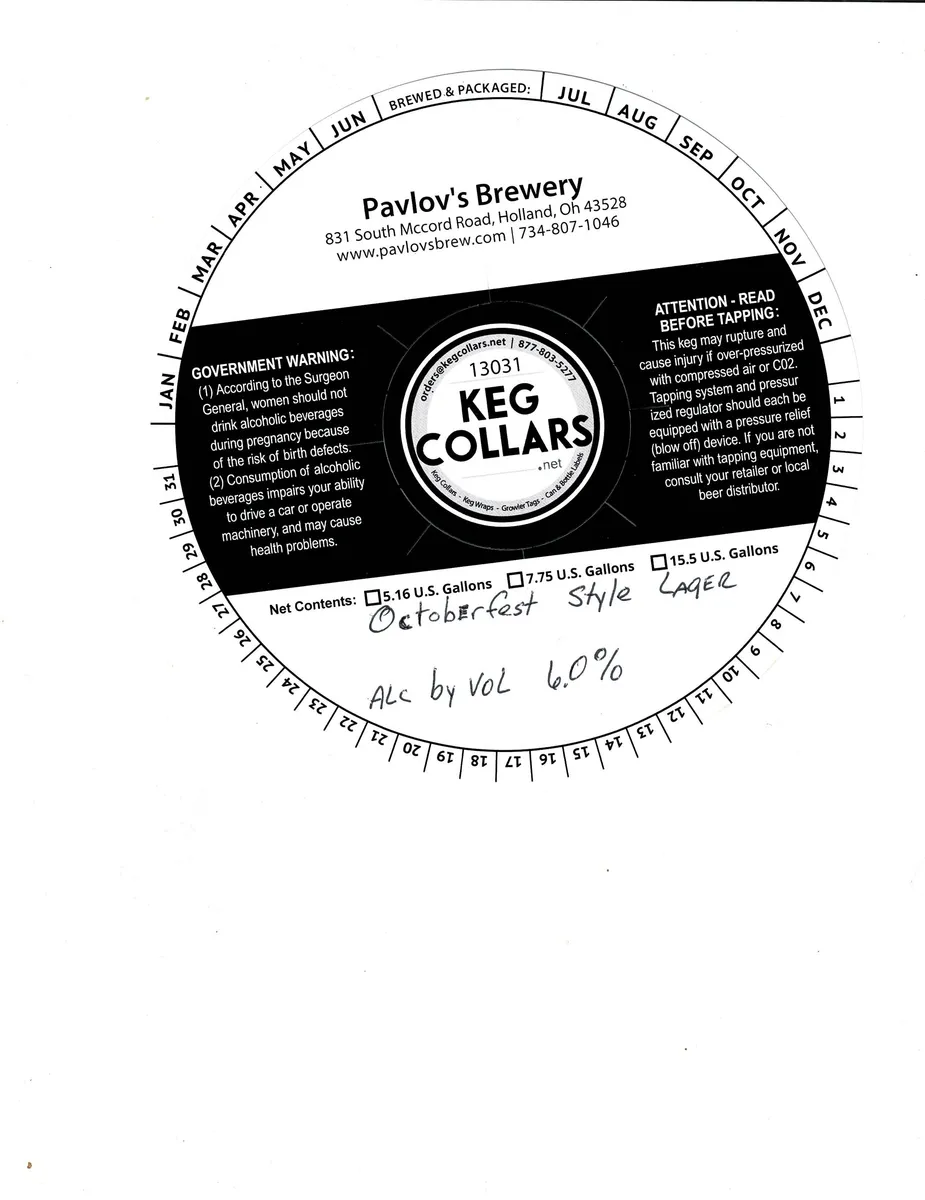 Octoberfest Style Lager — full label as filed with TTB
