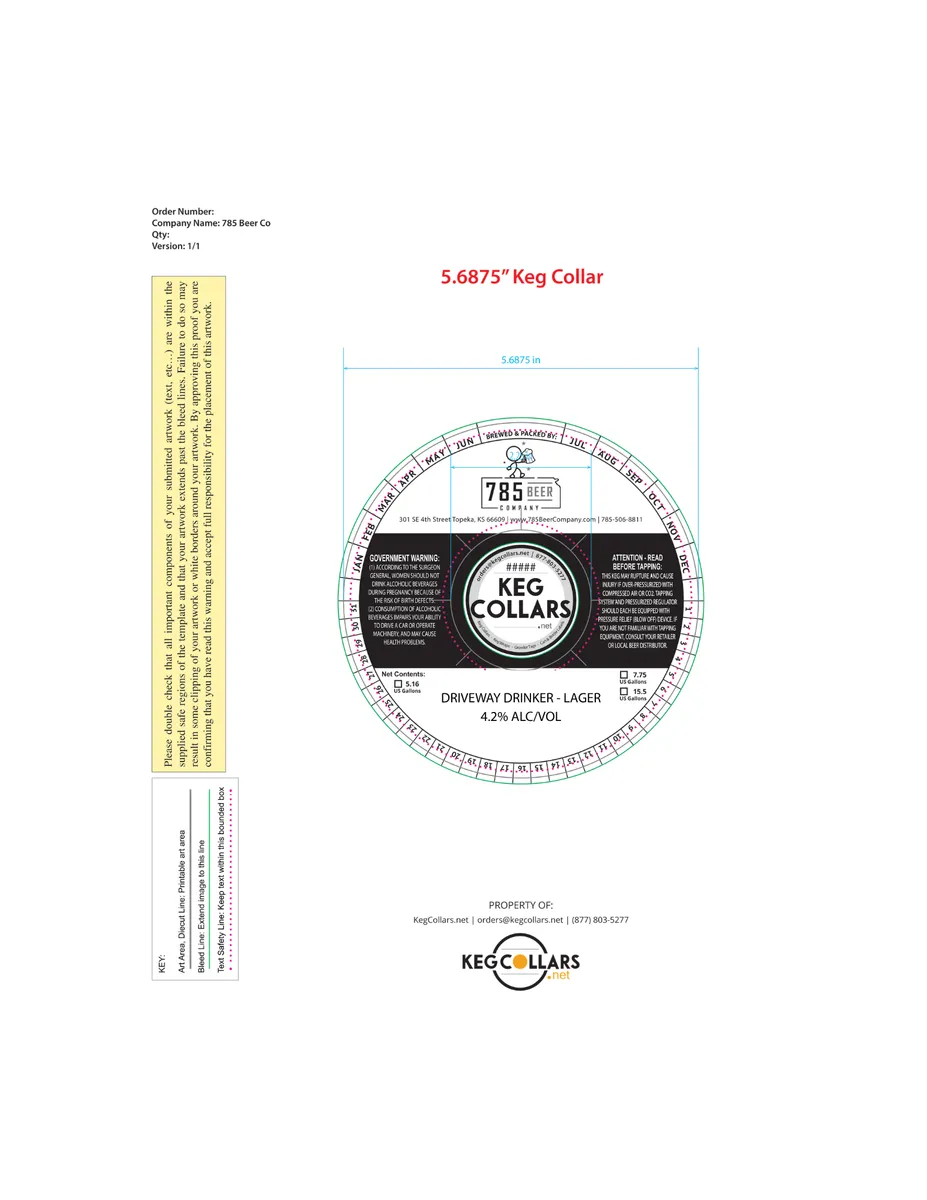 Driveway Drinker Lager — full label as filed with TTB