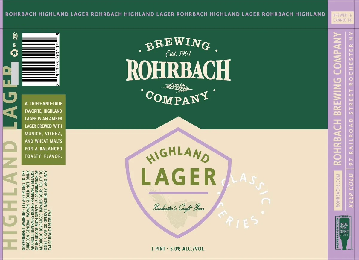 Highland Lager — full label as filed with TTB