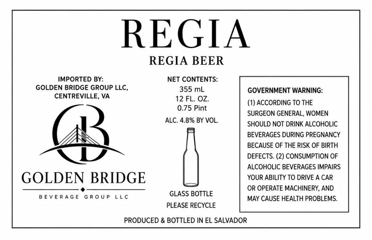 Regia Beer — full label as filed with TTB