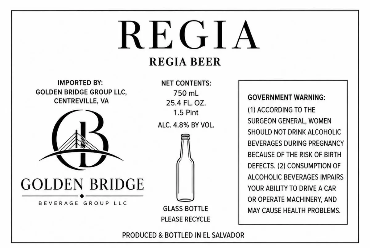 Regia Beer — full label as filed with TTB