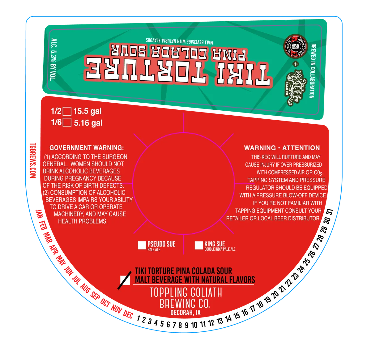 Tiki Torture Pina Colada Sour — full label as filed with TTB