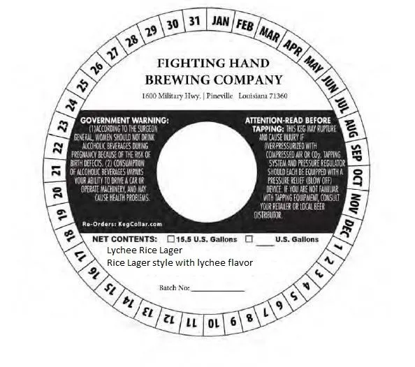 Lychee Rice Lager — full label as filed with TTB