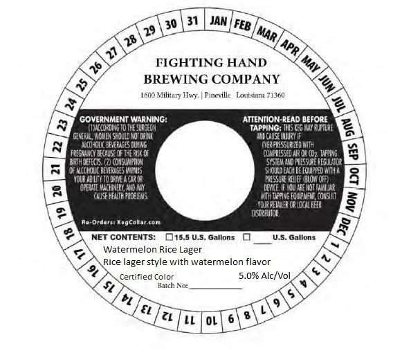 Watermelon Rice Lager — full label as filed with TTB