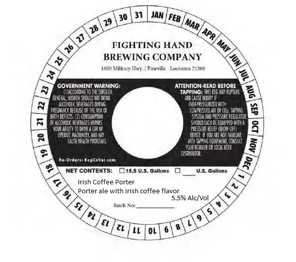 Irish Coffee Porter — full label as filed with TTB