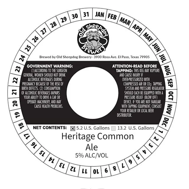 Heritage Common Ale — full label as filed with TTB