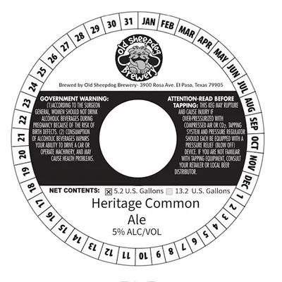 Heritage Common Ale label