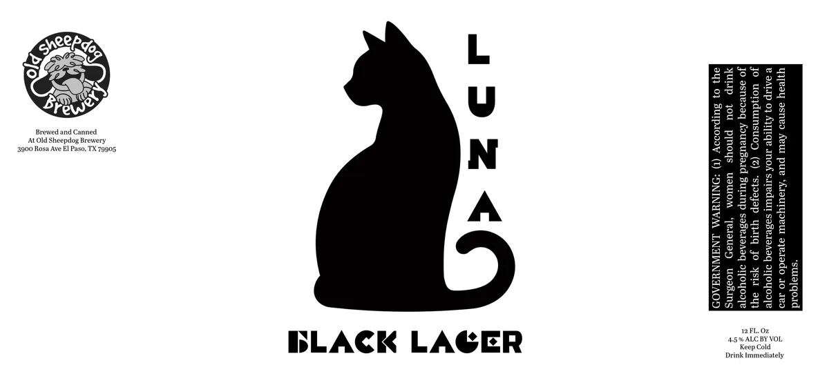 Luna Black Lager — full label as filed with TTB