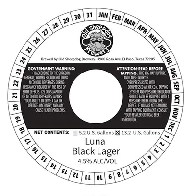 Luna Black Lager label