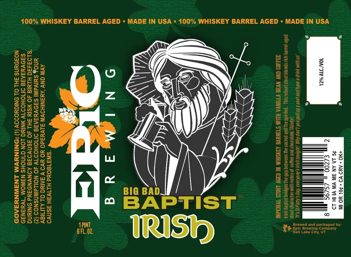 Big Bad Baptist Irish — full label as filed with TTB