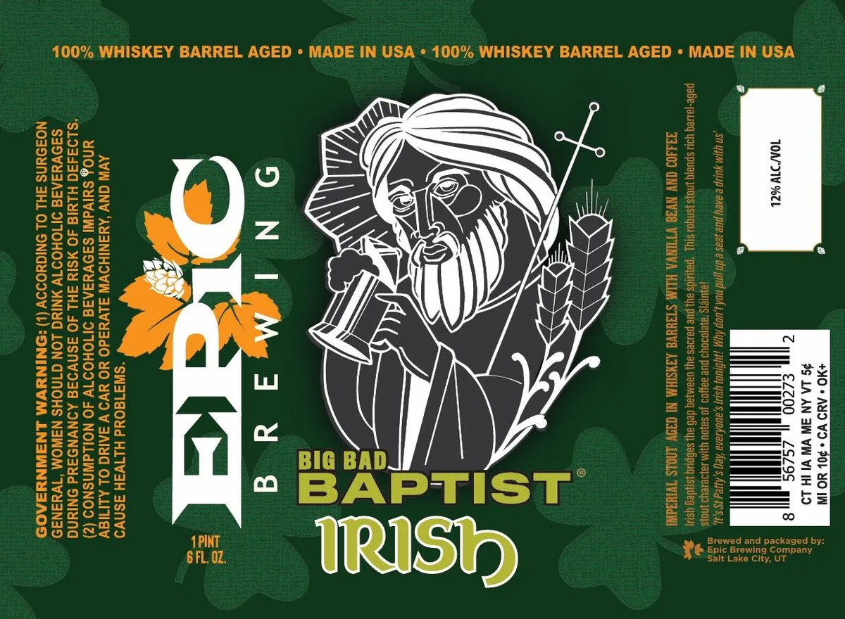 Big Bad Baptist Irish — full label as filed with TTB