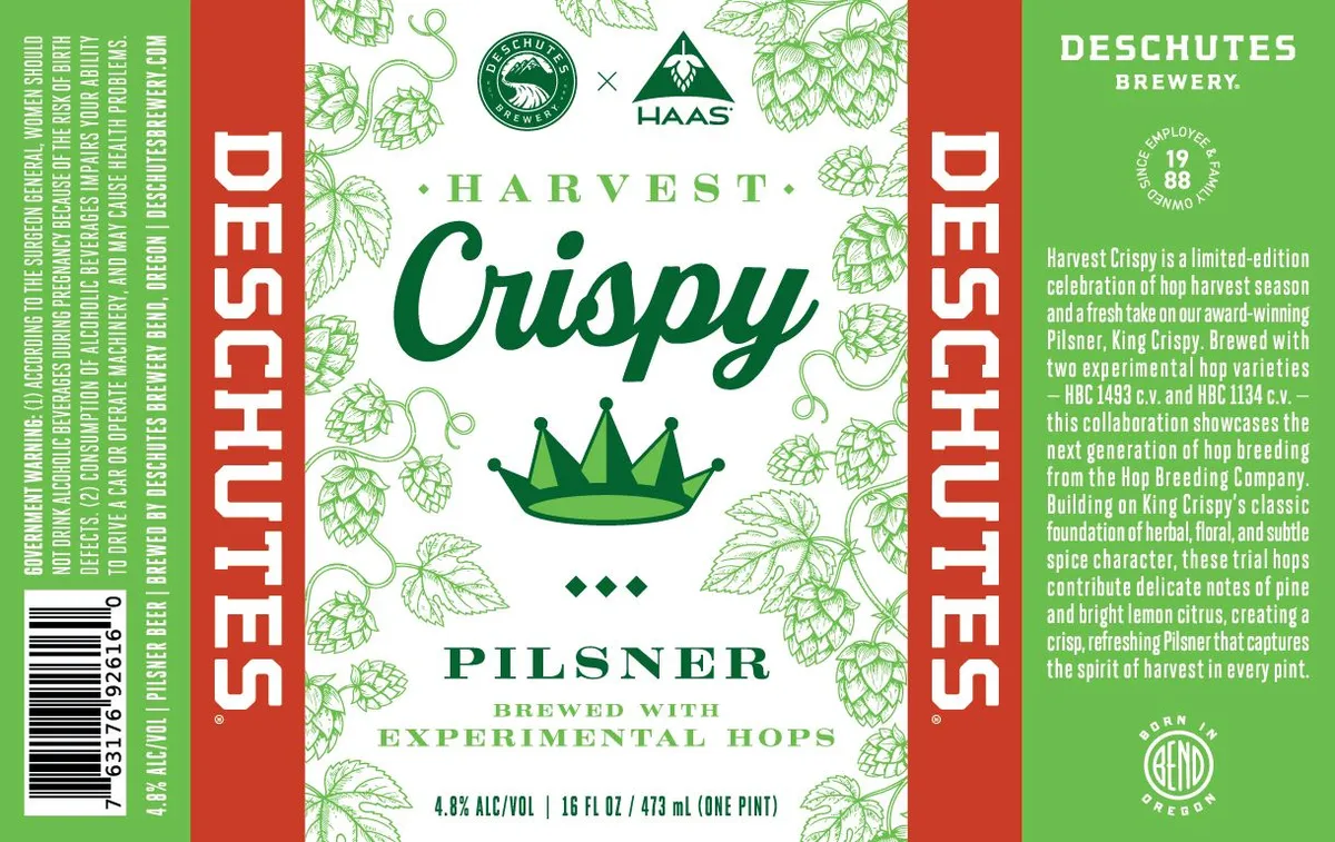 Harvest Crispy Pilsner — full label as filed with TTB