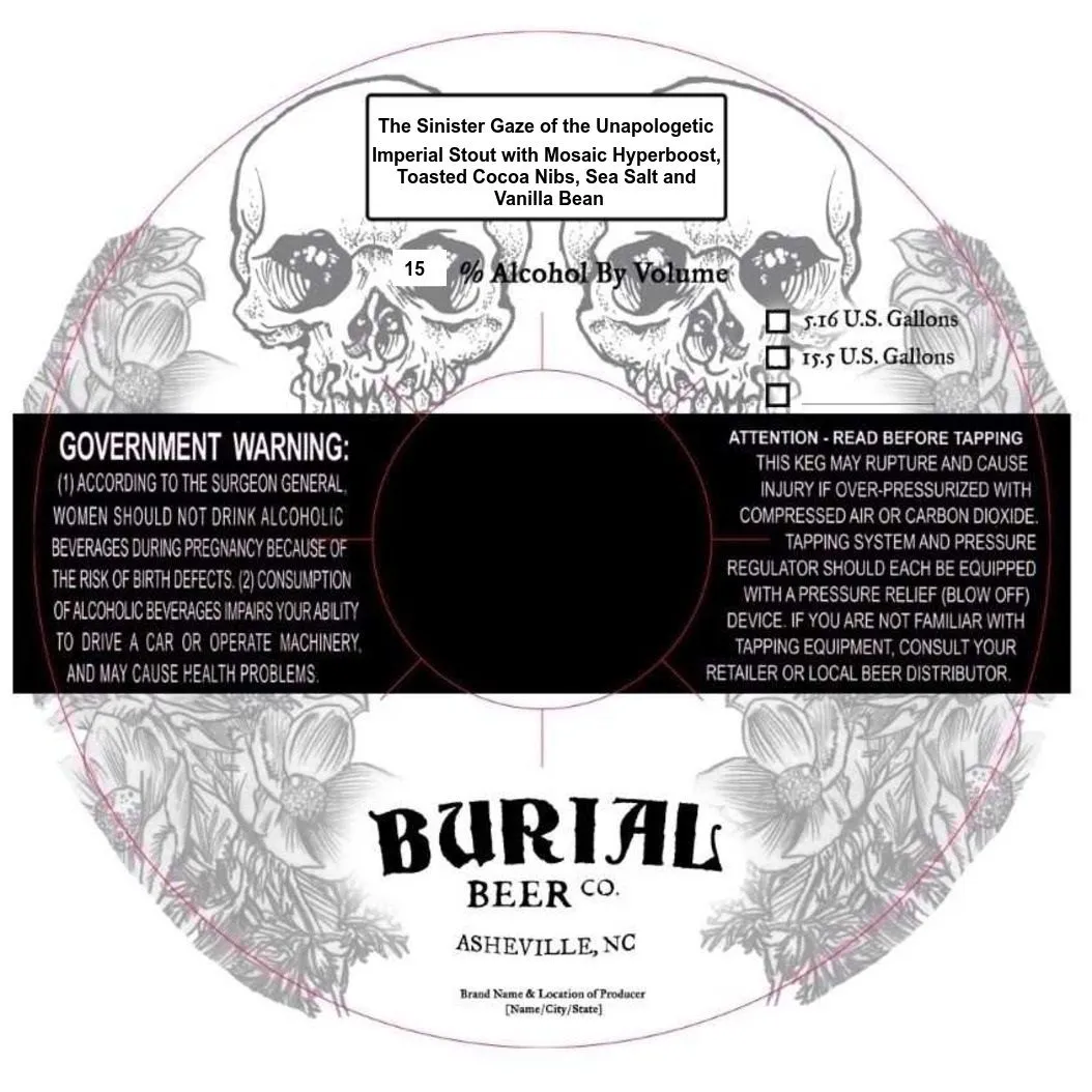 The Sinister Gaze of the Unapologetic — full label as filed with TTB