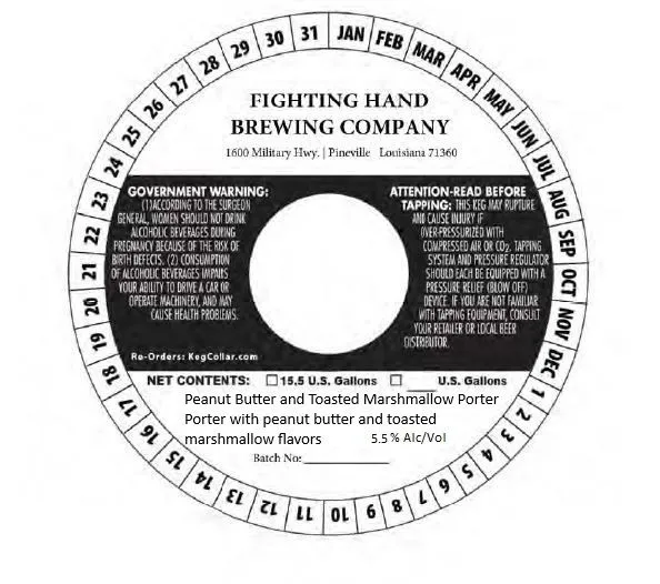Peanut Butter and Toasted Marshmallow Porter — full label as filed with TTB