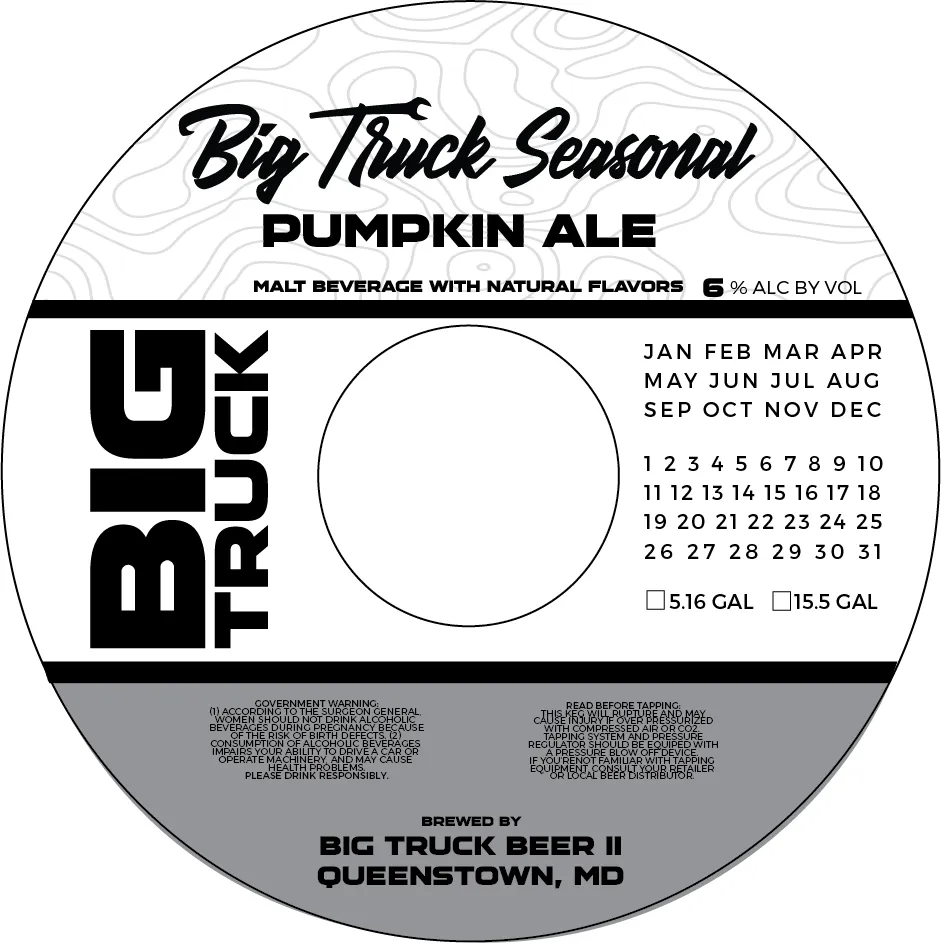 Big Truck Seasonal Pumpkin Ale — full label as filed with TTB