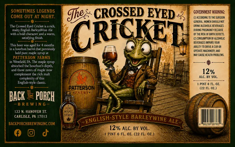 The Crossed Eyed Cricket — full label as filed with TTB