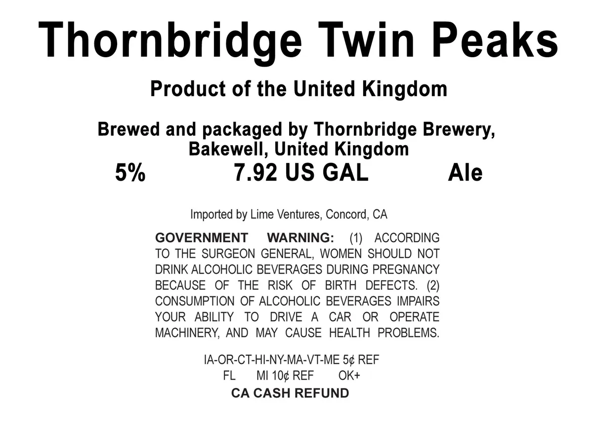 Twin Peaks — full label as filed with TTB