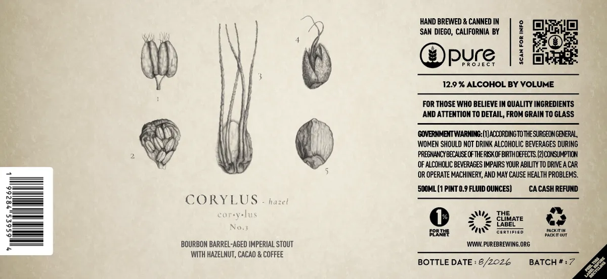 Corylus — full label as filed with TTB