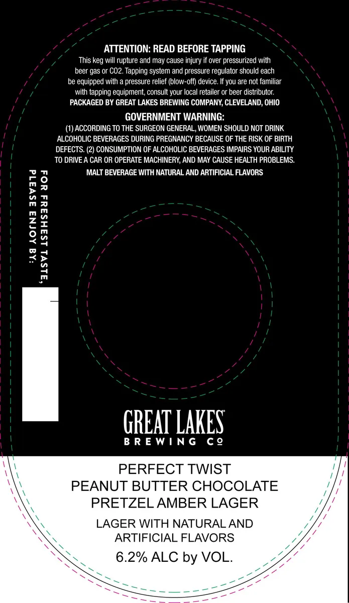 Perfect Twist Peanut Butter Chocolate Pretzel Amber Lager — full label as filed with TTB