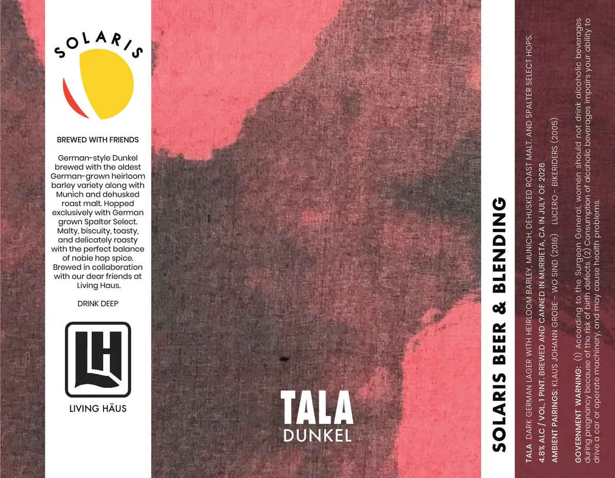 Tala — full label as filed with TTB