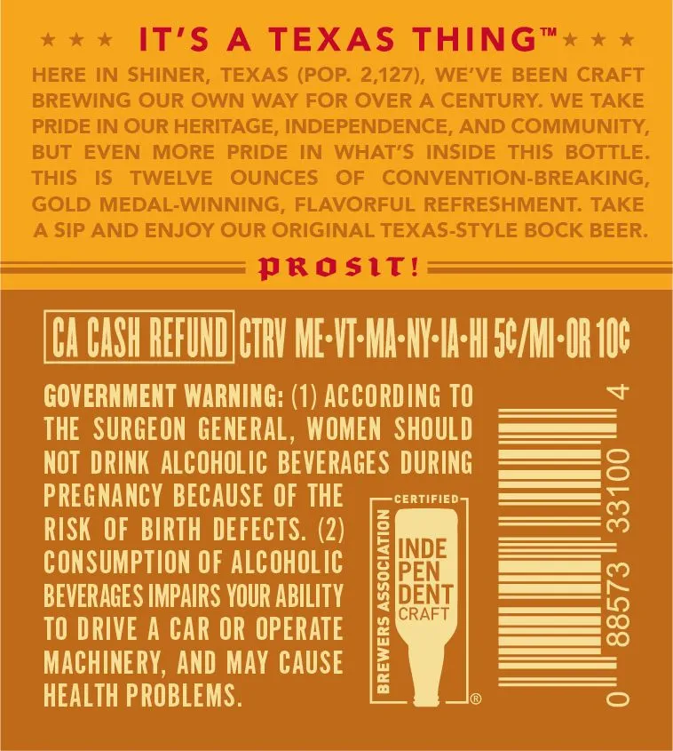 Dallas Bock label art — SHINER