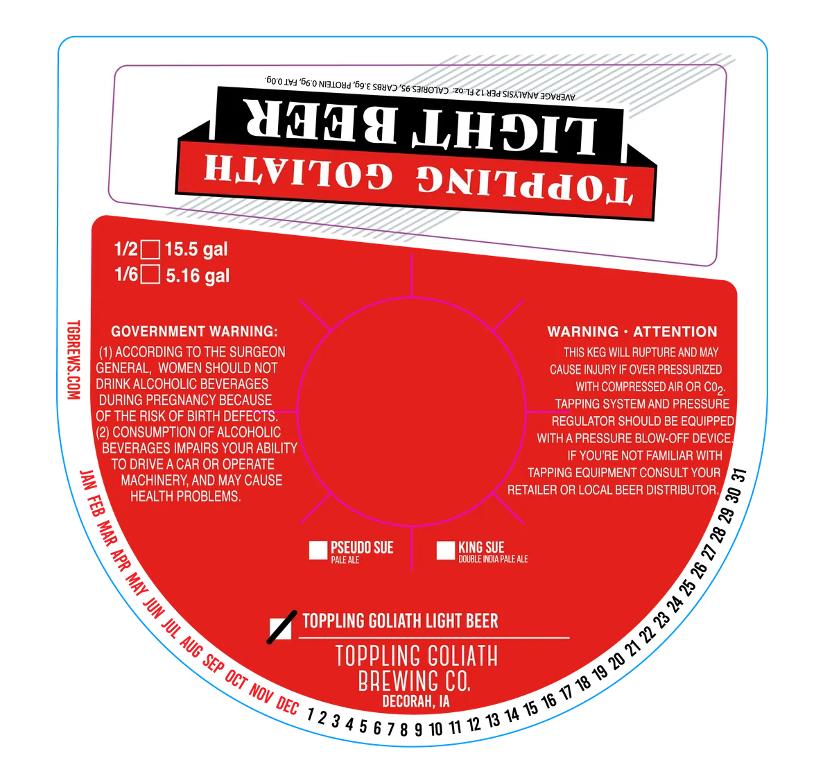 Toppling Goliath Light Beer — full label as filed with TTB