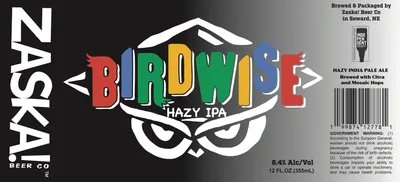 Birdwise Hazy IPA label
