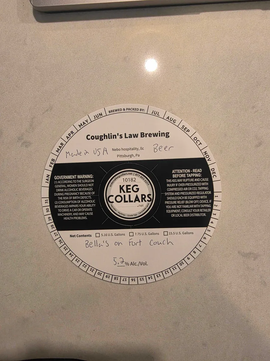 Bella's on Fort Couch — full label as filed with TTB