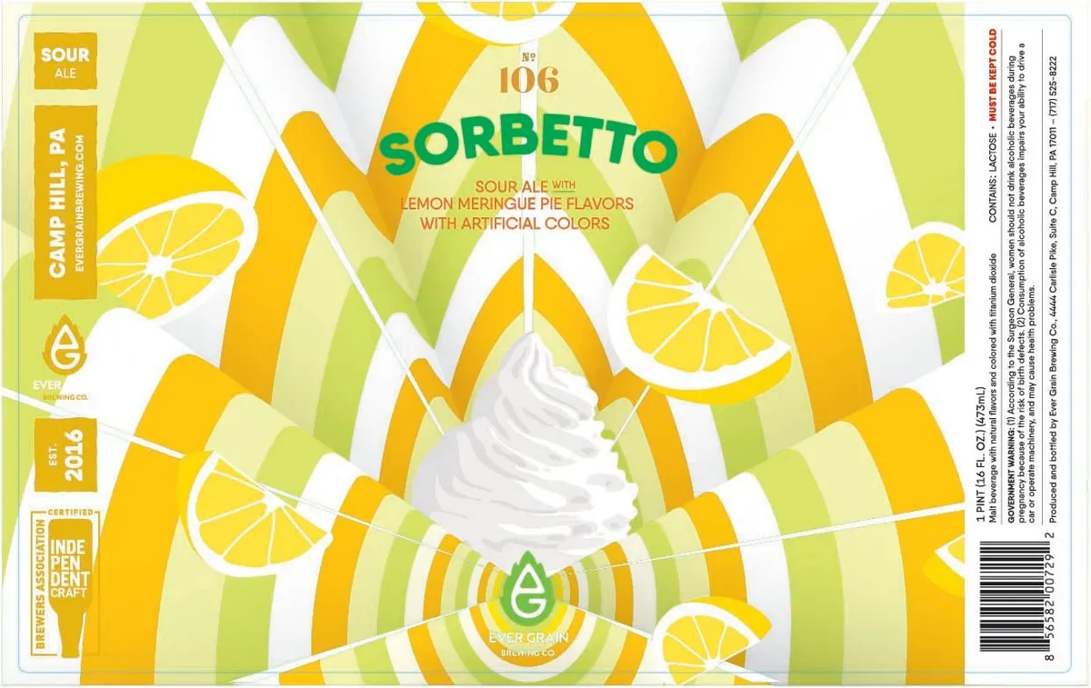 Sorbetto 106 — full label as filed with TTB