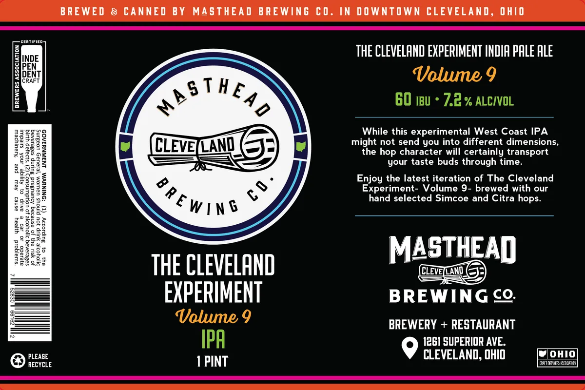 The Cleveland Experiment Volume 9 — full label as filed with TTB