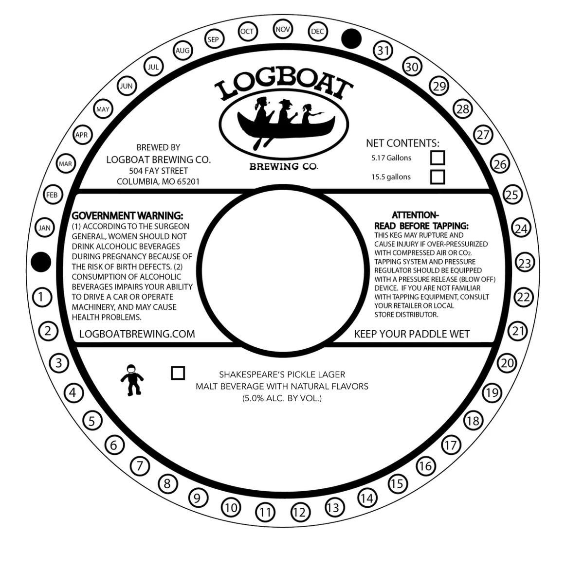 Shakespeare's Pickle Lager — full label as filed with TTB