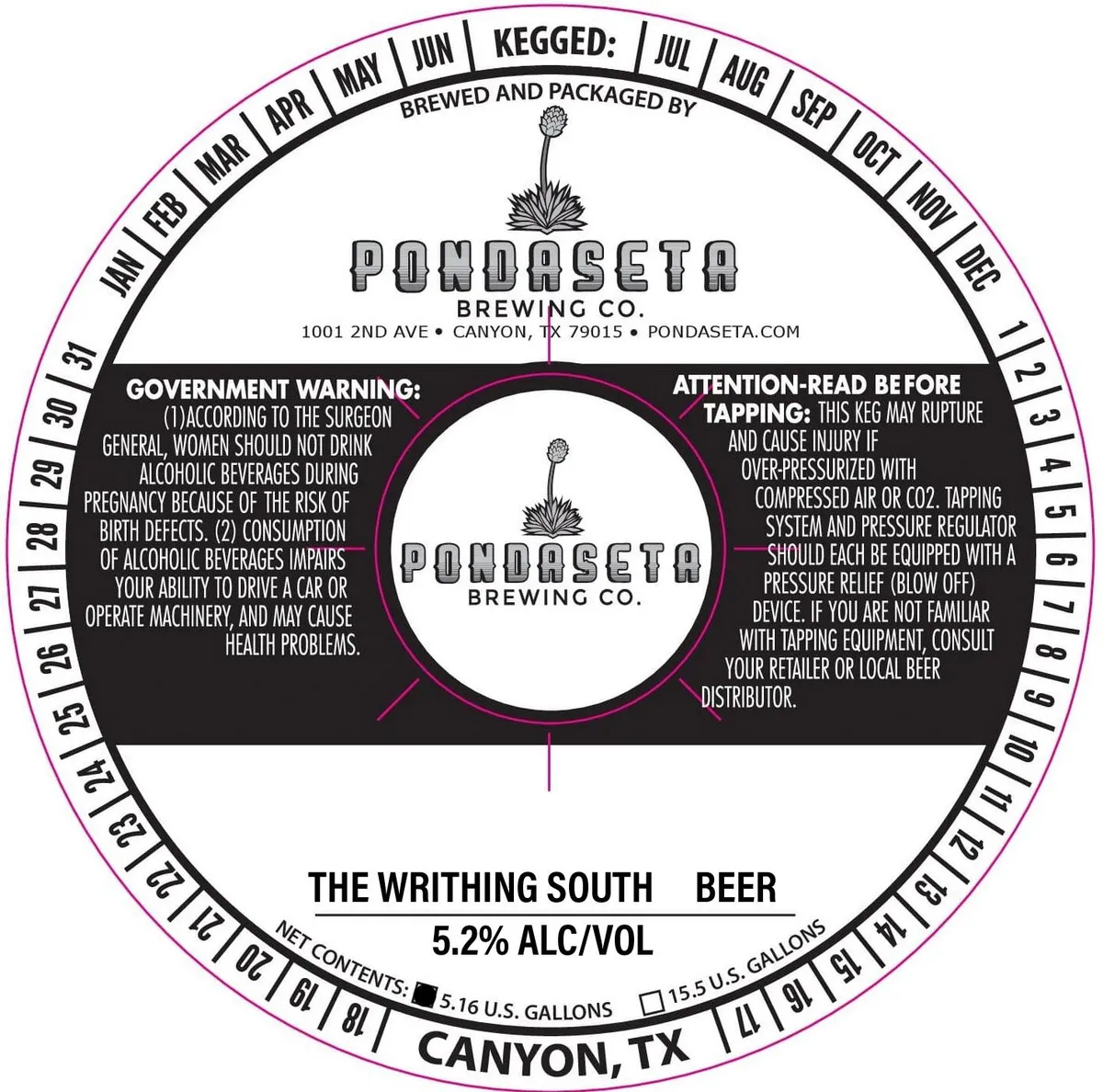 The Writhing South — full label as filed with TTB