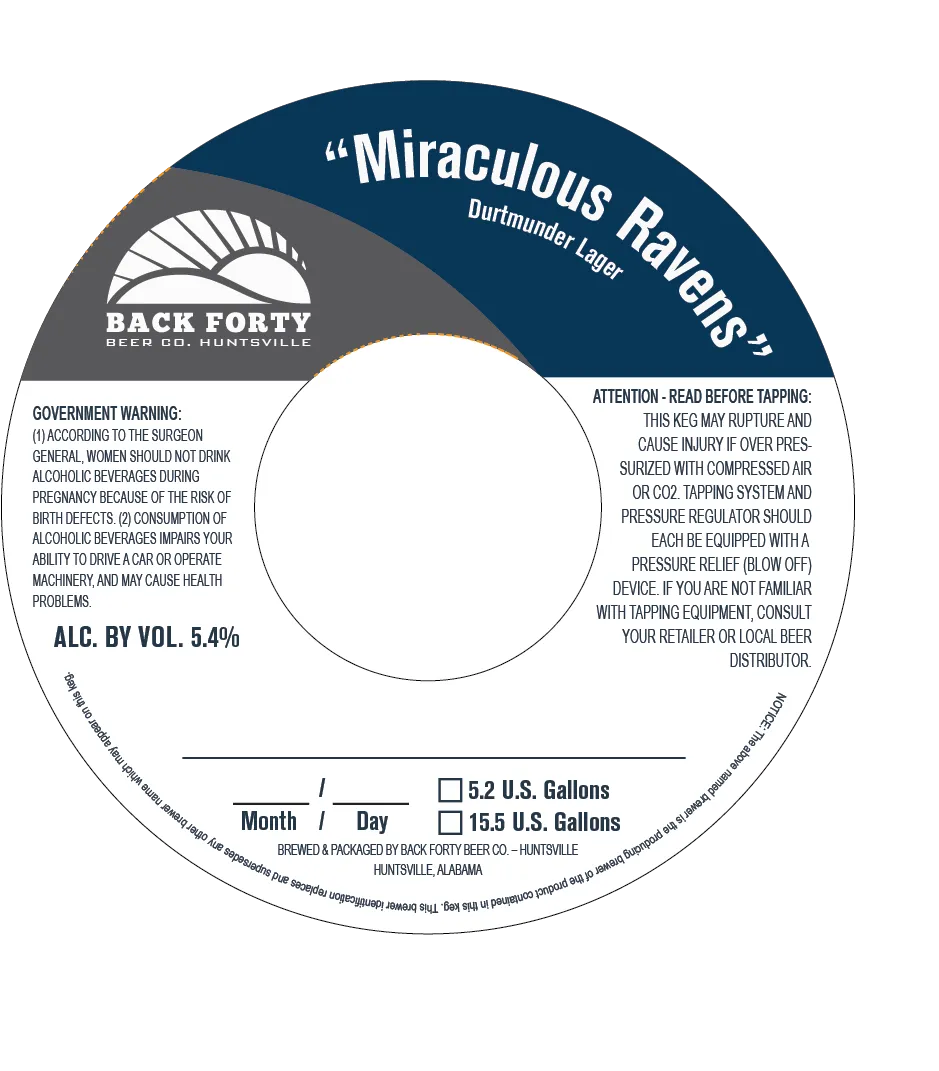 Miraculous Ravens — full label as filed with TTB