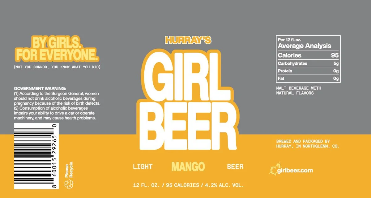 Girl Beer Mango — full label as filed with TTB