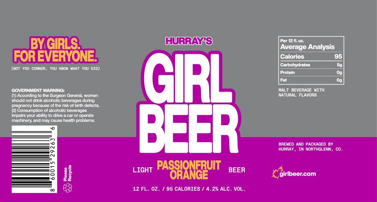 Girl Beer Passionfruit Orange — full label as filed with TTB