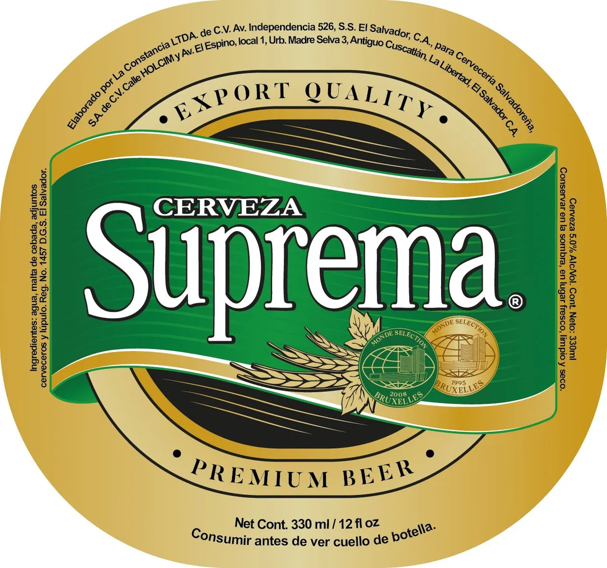 Cerveza Suprema — full label as filed with TTB
