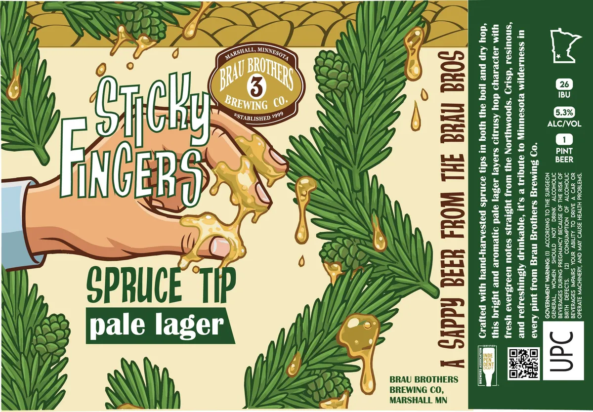 Sticky Fingers Spruce Tip Pale Lager — full label as filed with TTB