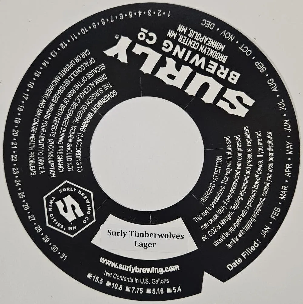 Surly Timberwolves Lager — full label as filed with TTB