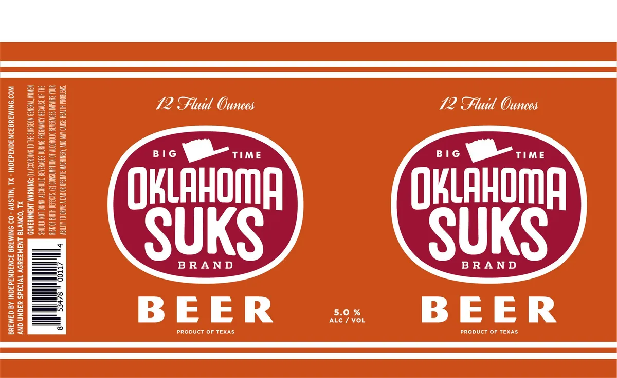 Oklahoma Suks Brand Beer — full label as filed with TTB