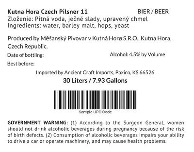 Kutna Hora Czech Pilsner 11 label