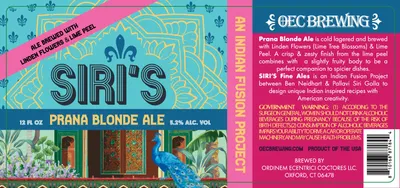 Siri's Prana Blonde Ale label
